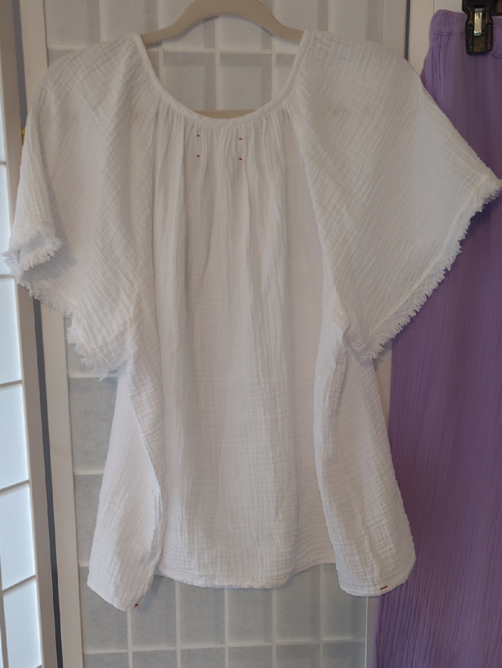 XiRENA White Gauze Top with Lavender Gauze Pant - Picture 6 of 11